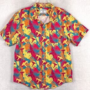 Savage Tacticians Hawaiian Shirt Mens XL Multicolor Uzi MP5 AOP Aloha Beach Tiki